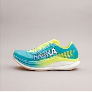 Hoka Teal and Yellow Running Shoes